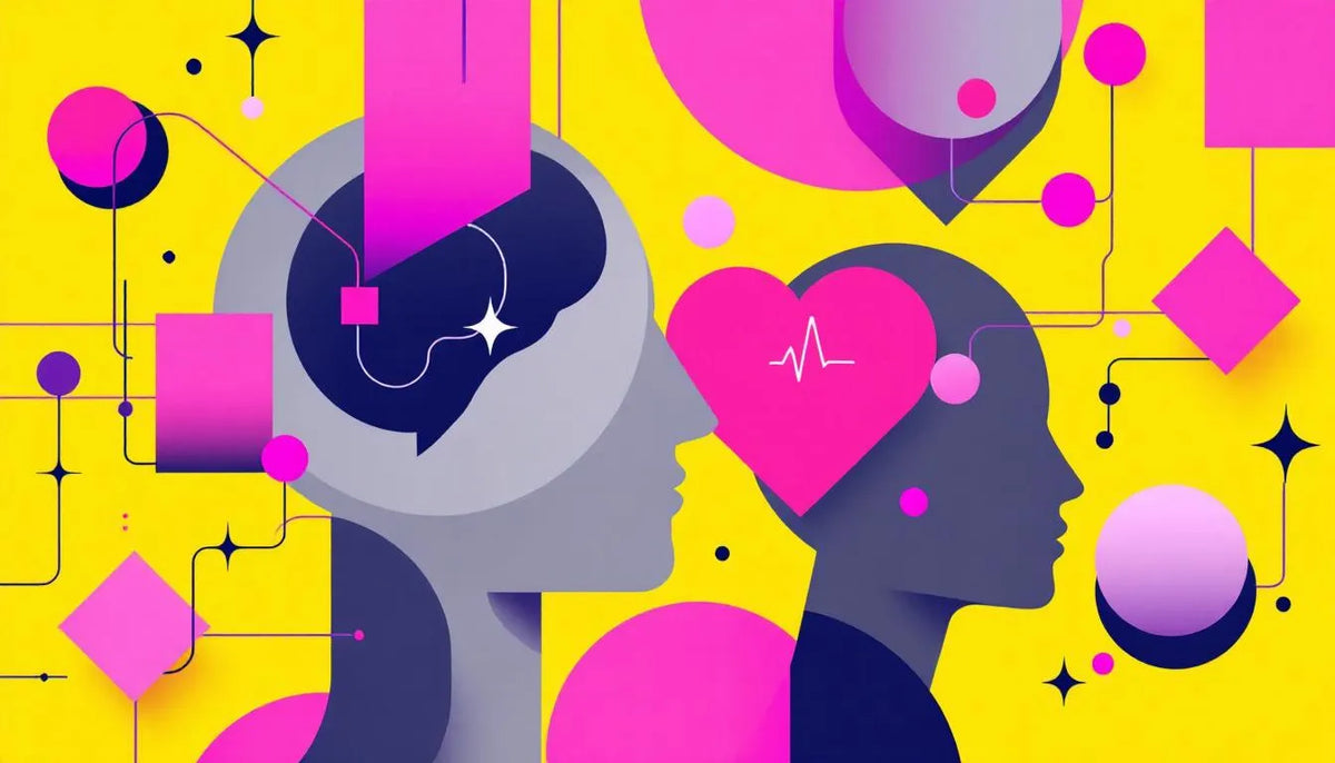 Tarot and therapy mental wellness concept with geometric brain and heart design