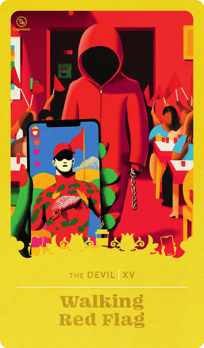 Walking Red Flag tarot card